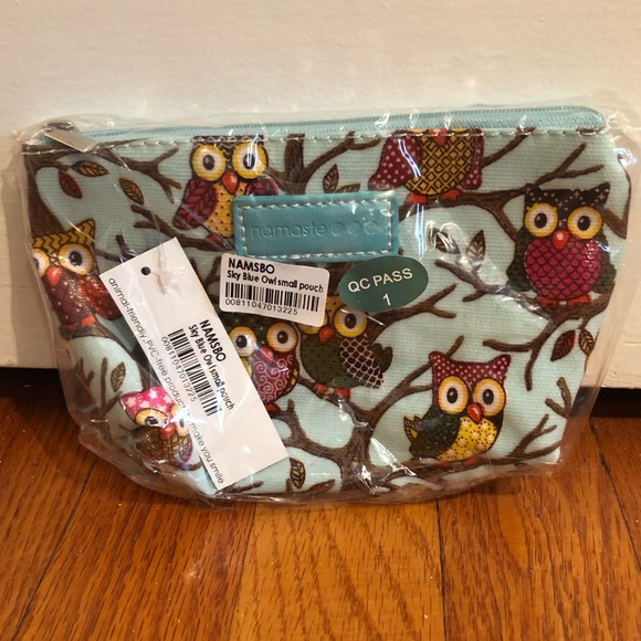 namaste Handbags - Namaste | sky blue owl cosmetic bag